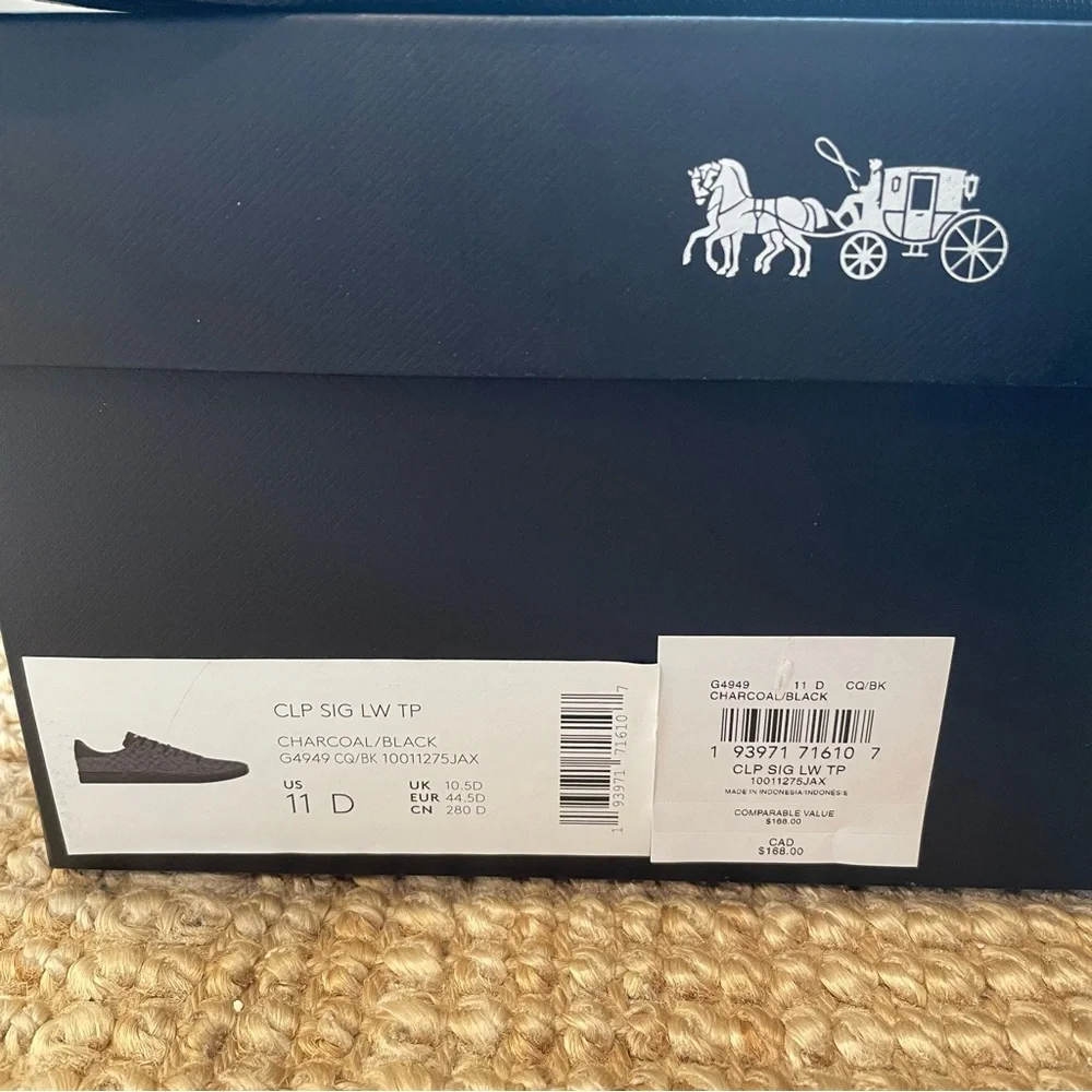 Coach Sneakers Clip Signature Low Top Charcoal Black G4949 Men’s Size 11 New - Picture 12 of 13